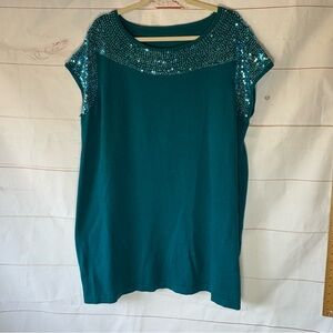 Teal Top with Sequin Details